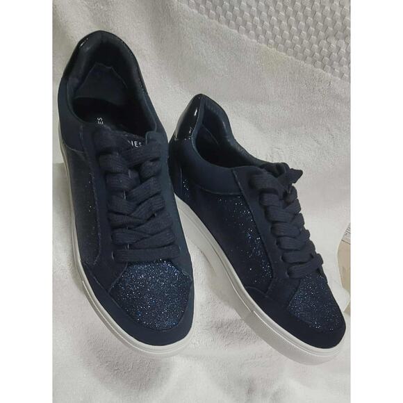 NWOT Women's Birdies The Cardinal in Navy Shimmer Lace Up size 9 Glitter Sparkle - Picture 2 of 6